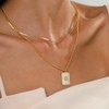 XYWstore Women's Stainless Steel Gold Plated Pendant Necklace, Geometric Square