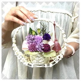 Preserved Flower Naomi Flower Gift, Non-Withering Flower, Present, Shinbon Obon Festival, Higan Memorial Service (Purple Incense Itchy)