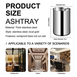 2 x Ashtray Stainless Steel for Outdoor Use, Zodors Metal Odour-Proof Ashtray Windproof Portable for Wind Ashtray Garden and Balcony Car Garden Office Household