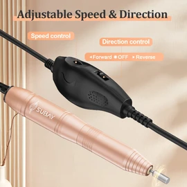SUBAY Portable Electric Nail Drill Machine,Compact Electric Nail File for Acrylic Nails,Gel Nails,Dip Powder Nails,Manicure Pedicure Tools E file Nail Drill Come with 11Pcs Nail Drill Bits and 26PCS Sanding Bands for Salon Home Use ,Gold