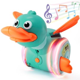 Pbooo Baby Musical Duck Toys, Dancing Duck Walking Duck Baby Toy for 18 Months+ Infants, Light Up Tummy Time Toys Crawling Toys Learning Toys for Toddler Newborn 2 3 4 5 6 7 8 Years Old Boys& Girls(Green) - Color: Yellow