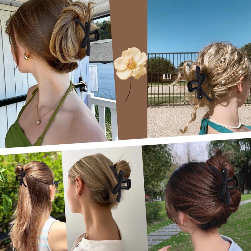 4 Pack Bow Claw Hair Clips, Large Non-Slip Clips for