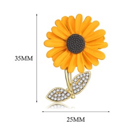 Sunflower Brooch Pin for Women, Daisy Flower Rhinestone Enamel Lapel Pin for Girls, Vintage Shawl Clips Clothing Accessory Fashion Jewelry Gift for Mom Wife
