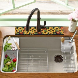 Sink Faucet Absorbing Mat, 2 Pack Drying Mat Around Faucet Sink Splash Guard Behind Faucet Sinkmat For Kitchen Bathroom Island Rv 24 * 5.5 Inch (60 * 14 cm)