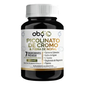 Picolinato Cromo Premium + Fibra Nopal, Magnesio, L Teanina, Gymnema, Inulina y Piperina | 100% Puro | Bis Glicinato | Vitaminas Mujer Y Hombre | Anti Antojos | Oby 60 Capsulas Veganas Vcaps