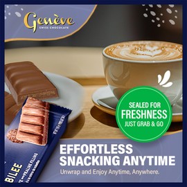 Genève Swiss Milk Chocolate Bars with Praline Filling, 1 oz (12 Pack) | Geneve Jubilee | Individually Wrapped | Rich & Creamy | Kosher (including Passover)
