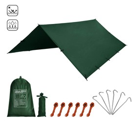 KALINCO Waterproof Camping Tarp Tent Hammock Rain Fly, 10X10FT/10X15FT, Mutifunctional Tent Footprint Lightweight Tarp for Camping, Hiking and Survival Shelter