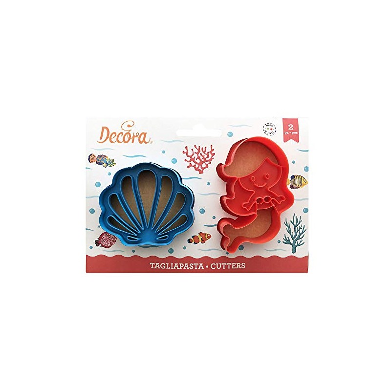 Decora 0255138 Plastic Mermaid and Shell2 Cutters, Plastic