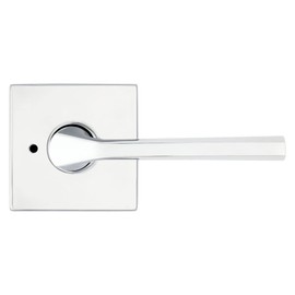 Kwikset Lisbon Interior Privacy Door Handle with Lock, Door Lever For Bathroom and Bedroom, Polished Chrome Reversible Keyless Push Button Lock Door Lever