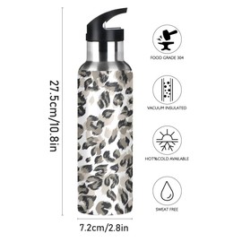 JUMBEAR Beautiful Sexy Animal Leopard Print Water Bottle Acuum Insulated Stainless Steel Leakproof Wide Mouth Kettle with Straw Lid for Fitness Gym Outdoor Sports