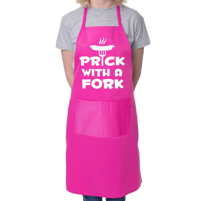 Prick With a Fork BBQ Cooking Funny Novelty Apron Pink