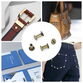 CANGCANG 100 Sets Chicago Binding Screws,M5*4mm Rivets for Leather,Chicago Screws Posts,Nails Screws & Fasteners Metal Rivet Replacement Repair for Luggage Dog Lead, Backpack, Belt (Brone)