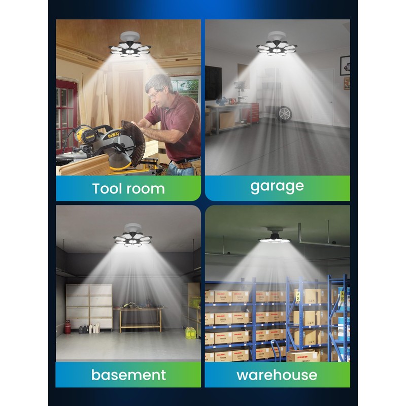 Craftersmark LED Garage Lights - 250W Ceiling LED with 8