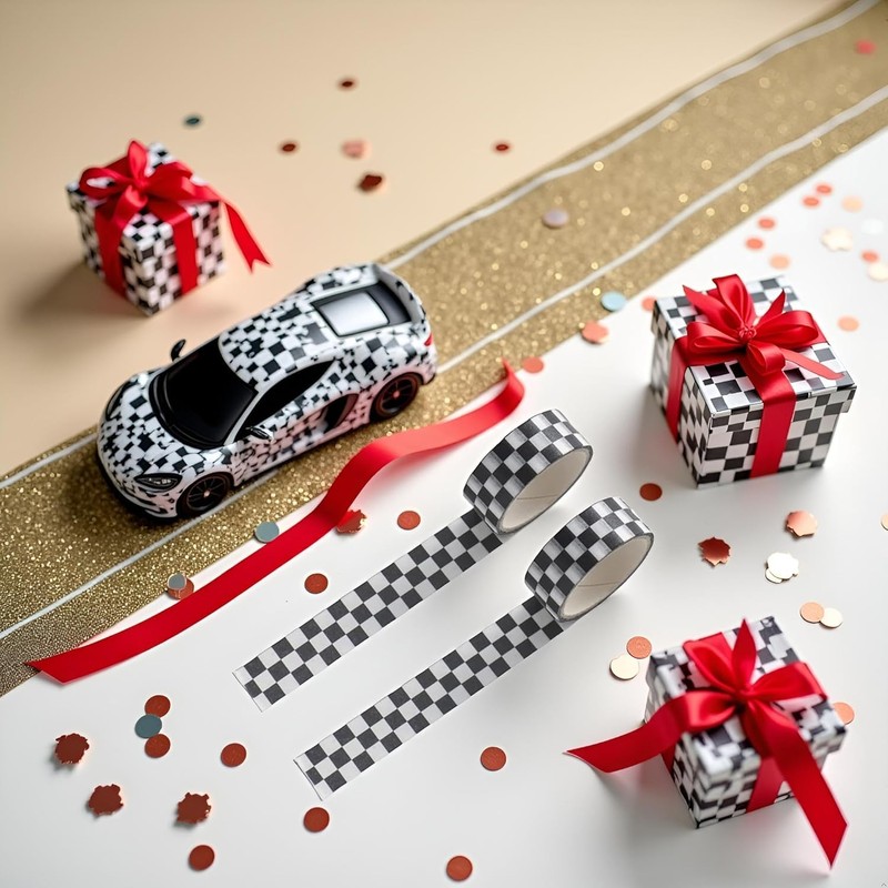 Fade-Resistant Checkerboard Duct Tape - Black and White Plaid Design