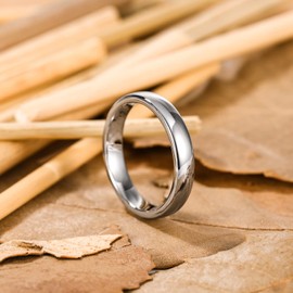 SHINYSO 4mm Tungsten Carbide Ring Dome Polished Wedding Band for Men Women Silver Comfort Fit Size 8