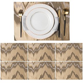 Euroca Cotton & Polyester Rectangular Placemats, Golden Waves, Set of 6, 17.5" X 12" (45cm X 30cm), Perfect for Dining Table, Thanksgiving, Christmas, New Year