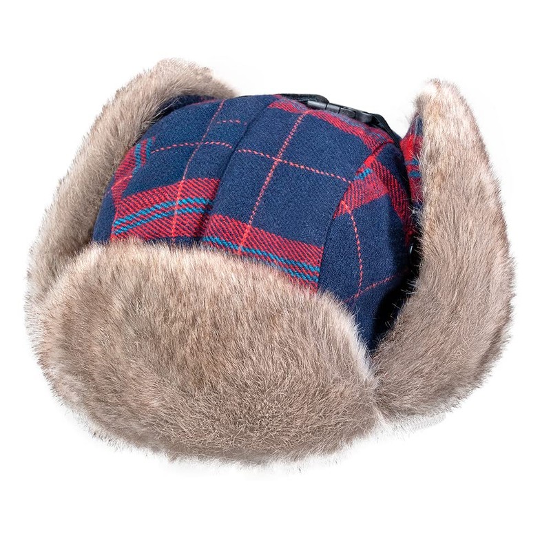 Winter Trapper Hat,Warm Faux Fur Aviator Hat(RedBlue,S/M)