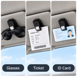 Car Eyeglass Holder for Driving – 80° Rotating Multifunctional Clip for Glasses, Tickets & ID Cards