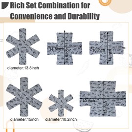 Funnymoom 24 Pack Pot and Pan Protectors Cookware Protector Set, Felt Plate Dividers for Bakeware/pots/pan/Dish, Shape of Cross and Pozidriv, 3 Sizes Each (Gray Print)