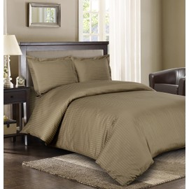 Royal Hotel's 8pc Queen size Bed-in-a-Bag Striped Brown 300-Thread-Count Siberian Goose Down Alternative Comforter 100 percent Egyptian-Cotton 100% Cotton - includes sheets and Duvet Cover Sets