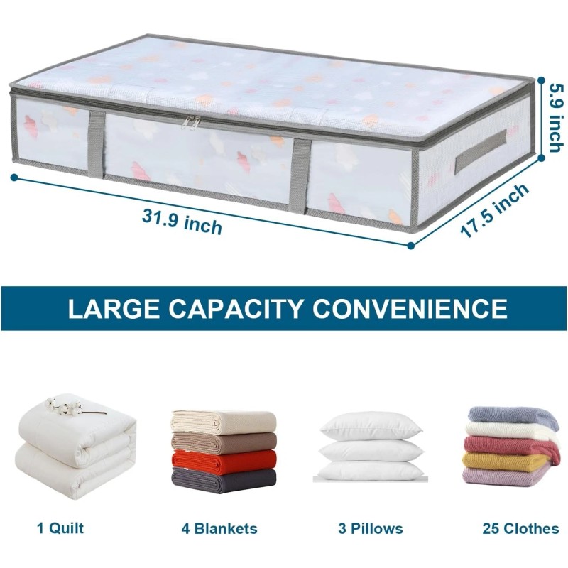 LANDNEOO 2 Pack Under Bed Storage Bins Humid-Proof with Handles