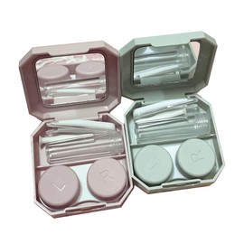 Howinn 2 Pack Cute Contact Lens Case Travel Kit, Cute Contact Case with Mirror Tweezers Remover Tool Solution Bottle for Outdoor Office Daily Use