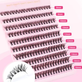 Glowing Win Cluster Lashes Individual Eyelashes 190PCS 40D Lash Clusters DIY Lash Extensions Reusable Wispy False Eyelash Extensions Natural Look 8-16mm D Curl