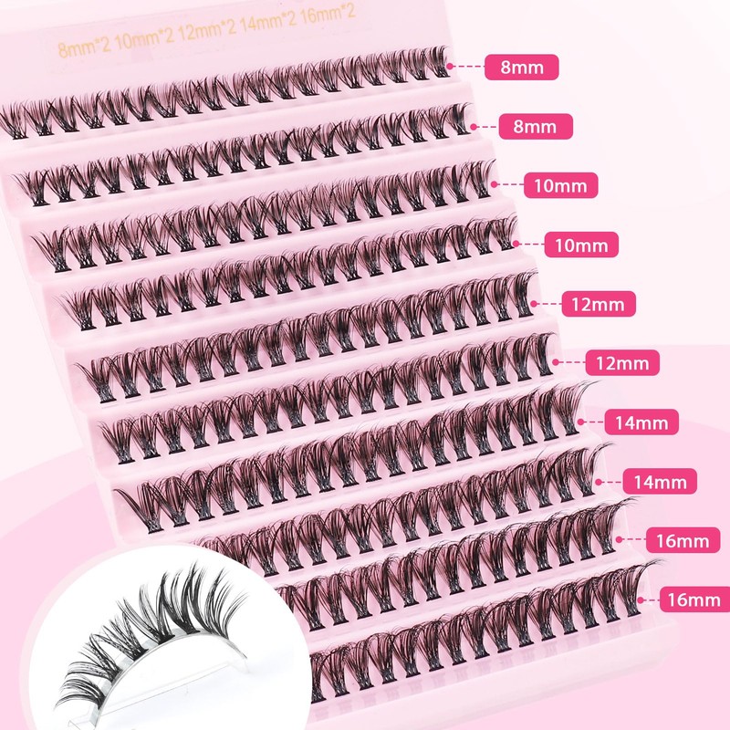 Glowing Win Cluster Lashes Individual Eyelashes 190PCS 40D Lash Clusters
