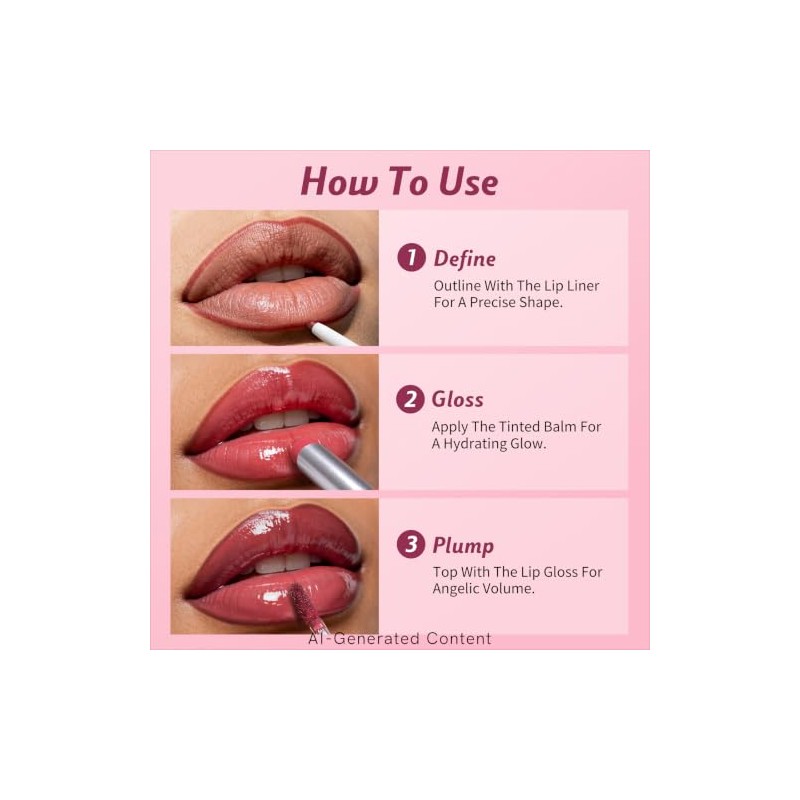 KIMUSE Juego de 3 labios combinados, kit de labios coreanos