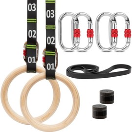 awegym Gymnastic Rings with Adjustable Straps, 1.1" Olympic Rings, Calisthenics Rings Equipment, Gym Rings with Straps for Home Workout, Outdoor Exercise Rings, Crossfit Pull Up Row Dip Ring Training