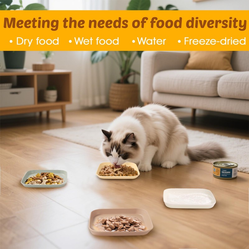 Vikcvcsc Pack of 12 Cat Bowls, Feeding Bowls, Flat Cat