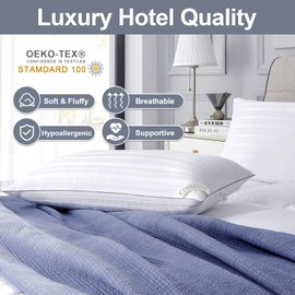 Cosmoluxe King Size Pillows 2 Pack for Sleeping, Fluffy 20x36 Bed Pillows 2 Pack, Soft and Supportive Hotel Collection Down Alternative Pillows for Back, Stomach or Side Sleepers, Grey