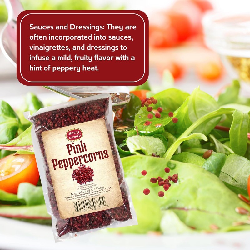 Spicy World Pink Peppercorns Whole 1.75Oz Bag - Steam Sterilized,