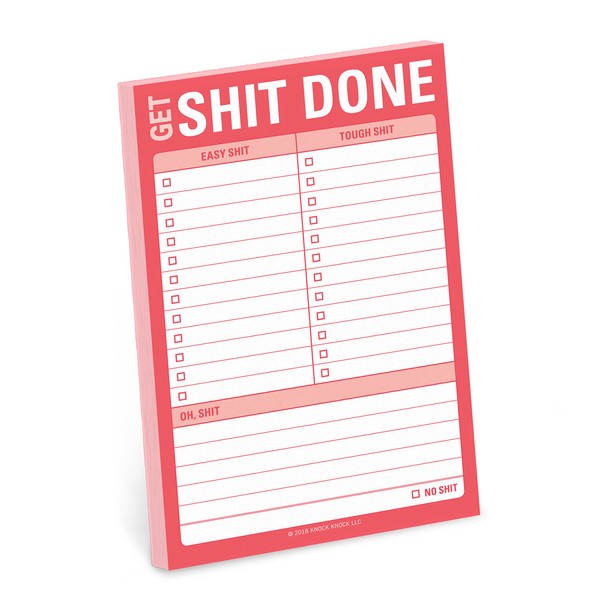 Knock Knock Get Shit Done Great Big Sticky Note, Large to-Do List Sticky Pad, 4 x 6-inches