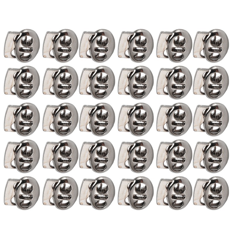 30pcs Metal Cord Lock End Toggle Double Hole Spring Stopper