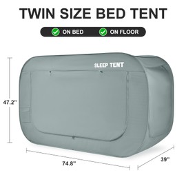 Bed Canopy Bed Tent Dream Tents Privacy Twin Size Sleeping Tents Indoor Pop Up Portable Frame Curtain Breathable with Mosquito Mesh Window for Kids and Adult(Mattress Not Included) Light Gray