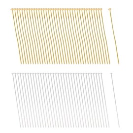 JIHUOO 400 Pcs 50 mm Jewelry Making Pins Earring Making Eye Pins Large Flat Head Pins Long Craft Pins Extra Long Sewing Pins Jewelry Making Findings Flat