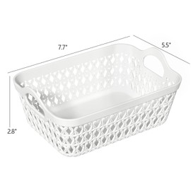 12 Packs Small Plastic Desktop Storage Basket, Mini Baskets, White