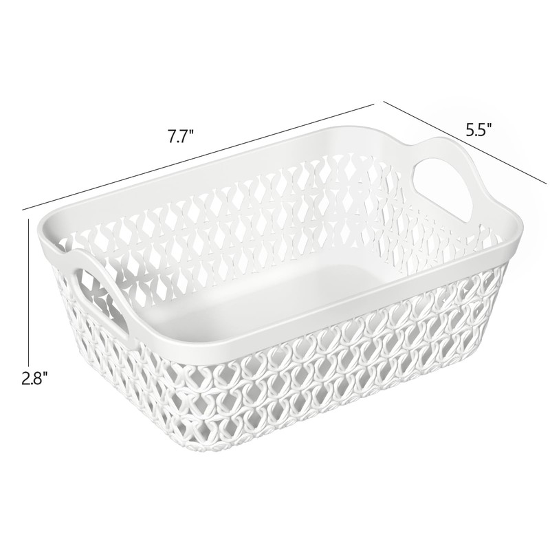 12 Packs Small Plastic Desktop Storage Basket, Mini Baskets, White