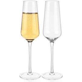 Luxbe - Champagne Crystal Flutes Glasses, Set of 2 - Modern Elegant Sparking Wine Glasses, Hand Blown - Gift for Wedding, Anniversary, Christmas - 12oz / 350ml
