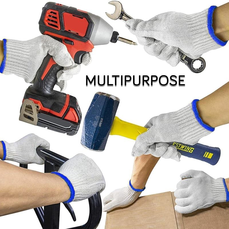 White Safety Work Glove Knitted Cotton Heavy Duty Gardening Factory