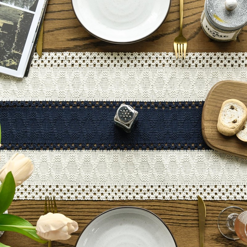 Artoid Mode Dark Blue Farmhouse Rustic Table Runner, Seasonal Holiday