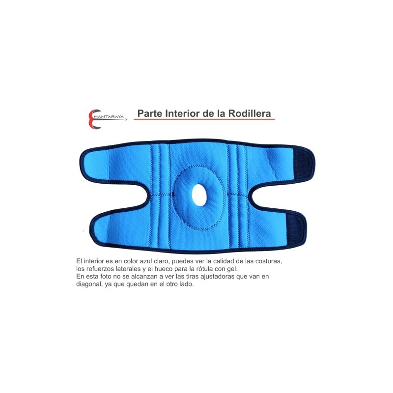 Manta Raya Knee Pad Elastica Ajustable con Gel (Negro con