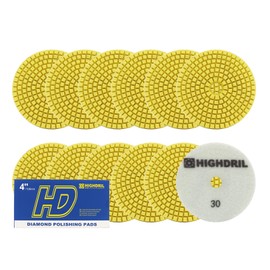 Wet Diamond Polishing Pads,HIGHDRIL 12pcs 100MM #30,for Granite Marble Sanding Used on Grinder or Polisher