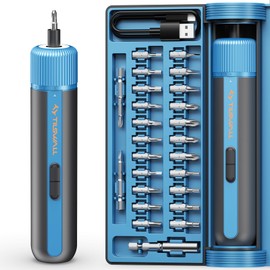 Tilswall 4V Electric Screwdriver Cordless, 10N.m High Torque /260 RPM, Cordless Screwdriver with 4-Level Control, 2200mAh USB-C Fast Charging, with 25pc S2 Steel Bits for DIY and Home Repairs (Blue)