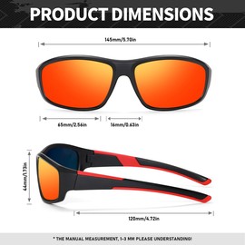 Generic EYGIFT Polarized Sports Sunglasses For Men Women Cycling Fishing Driving UV400 Protection, Black Red Frame/Red Lens