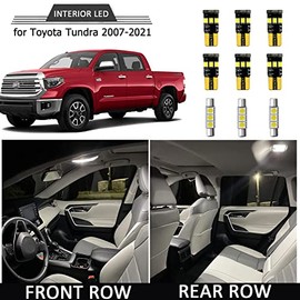 18pcs Tundra Interior LED Lights Kit for 2007-2018 2019 2020 2021 Toyota Tundra 6000K Super Bright White Interior LED blubs Replacement for Dome Map lights and License Plate Light + Installation Tool
