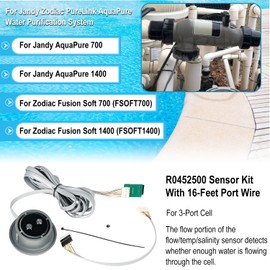 R0452500 Sensor Kit 16-Feet Port Sensor Replacement Parts Fit For Jandy Zodiac PureLink AquaPure Water Purification System, For All 3-Port PLC700, PLC1400, Fusion Soft 1400, FSOFT1400 Cell Part