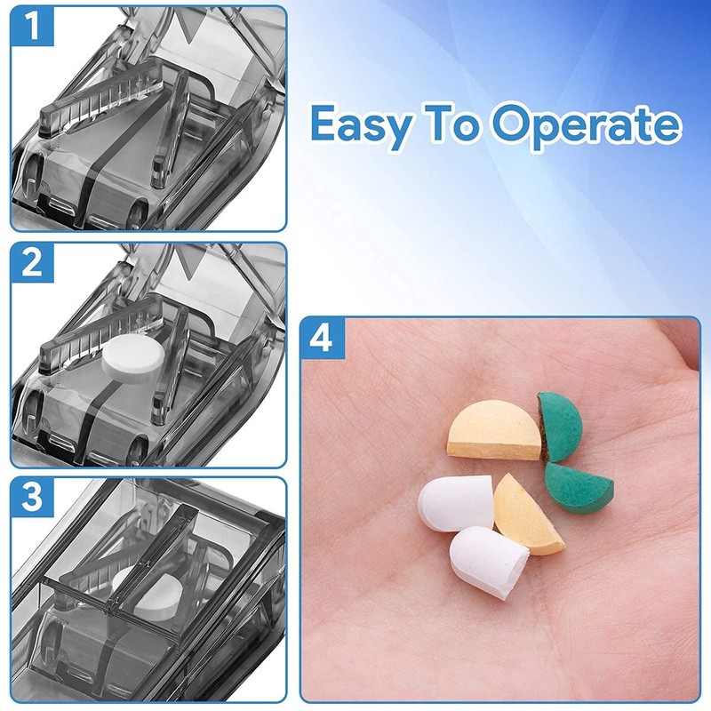 Aznze Medicine Cutter 8 Points Portable Tablet Cutter Dispenser Medicine