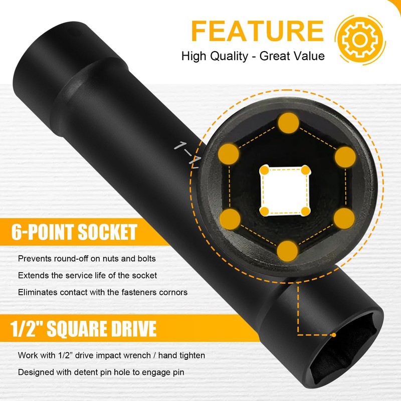 1/2 Inch Drive Heavy Duty Extended Length Extra-Deep Length Impact
